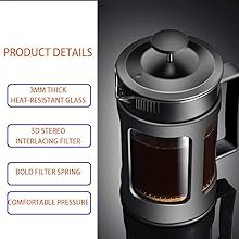 XIBLISS-French-Press-Coffee-and-Tea-Maker-21-Oz600-ML-Black-B087YQH3NM